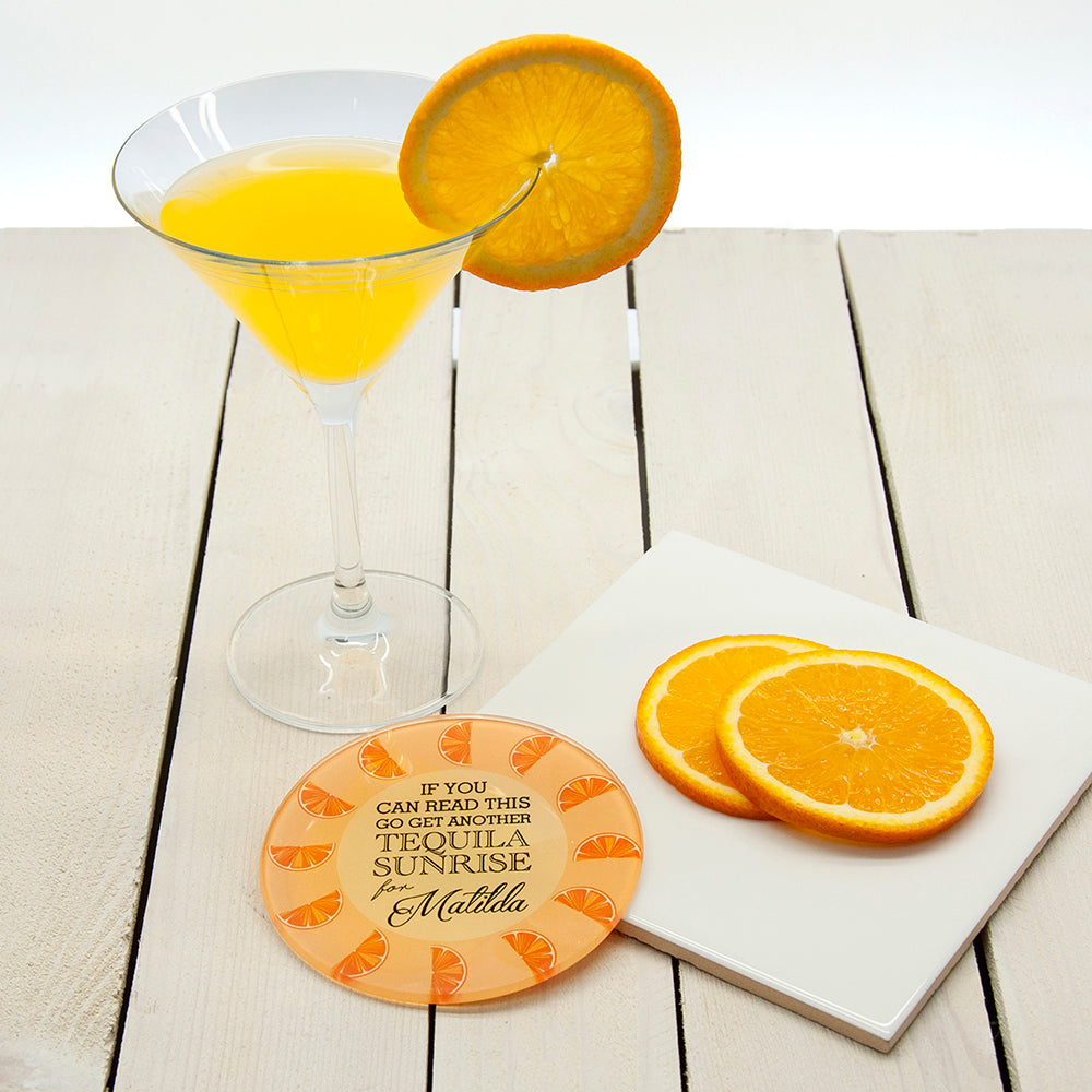 Get Me A Cocktail! Round Glass Coaster