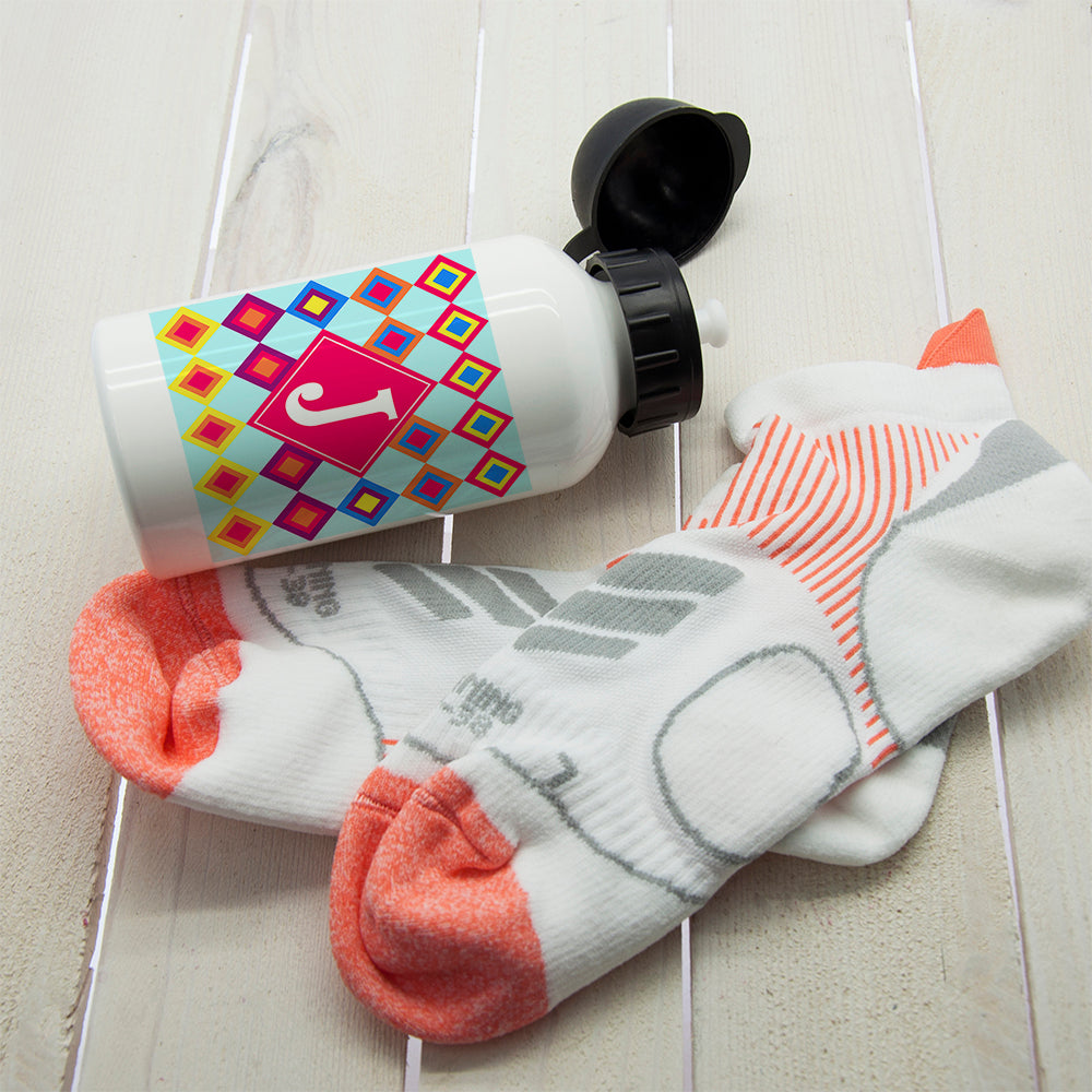 Girls Funky Diamond Pattern Personalised Water Bottle