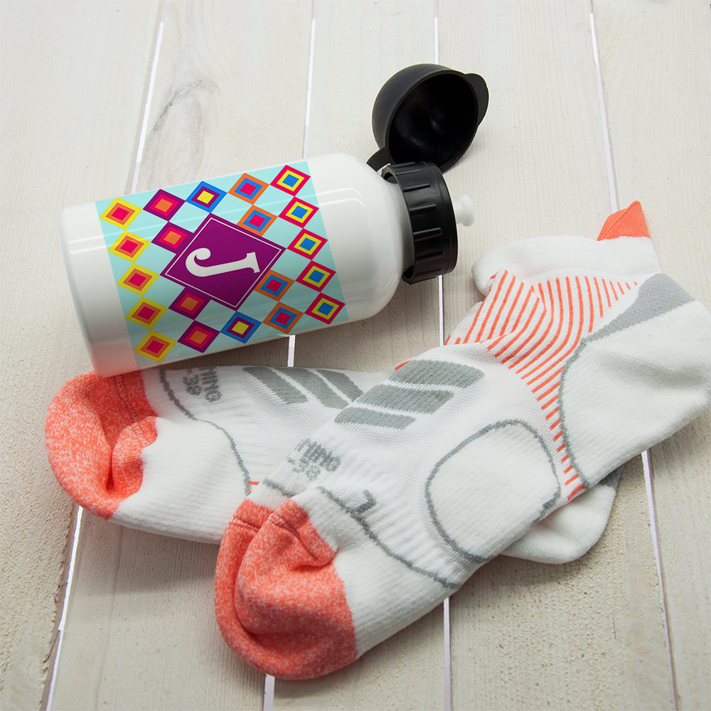 Girls Funky Diamond Pattern Personalised Water Bottle