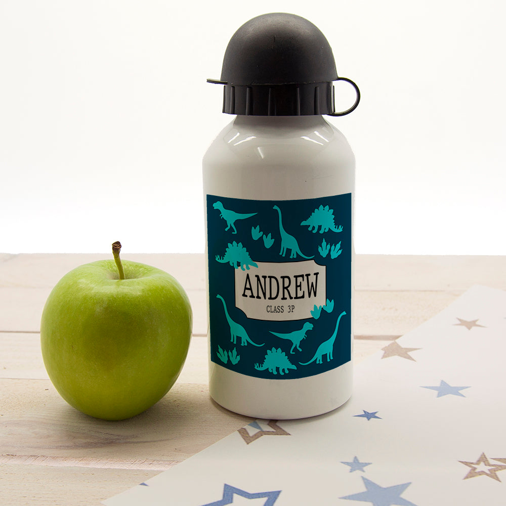 Jurassic Fun Silhouette Personalised Water Bottle
