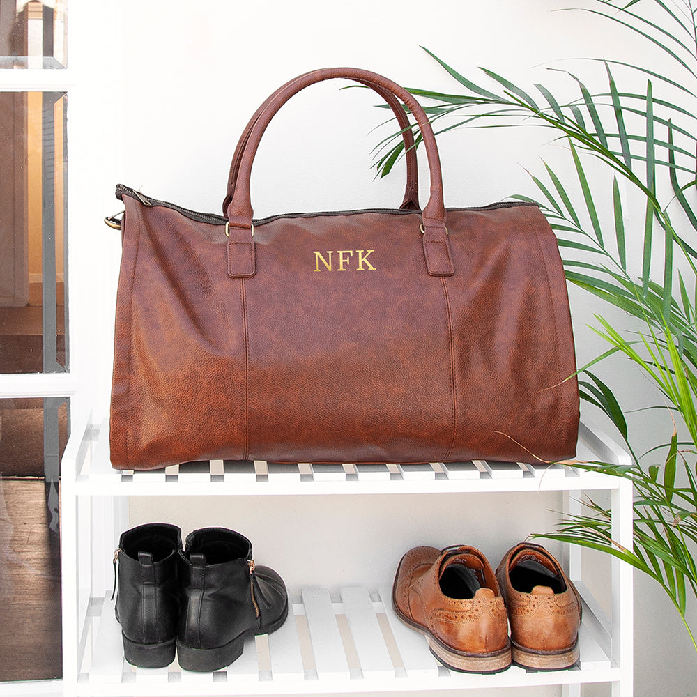 Monogrammed Vegan Leather Business Garment Bag