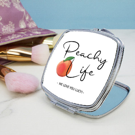 Peachy Life Square Compact Mirror
