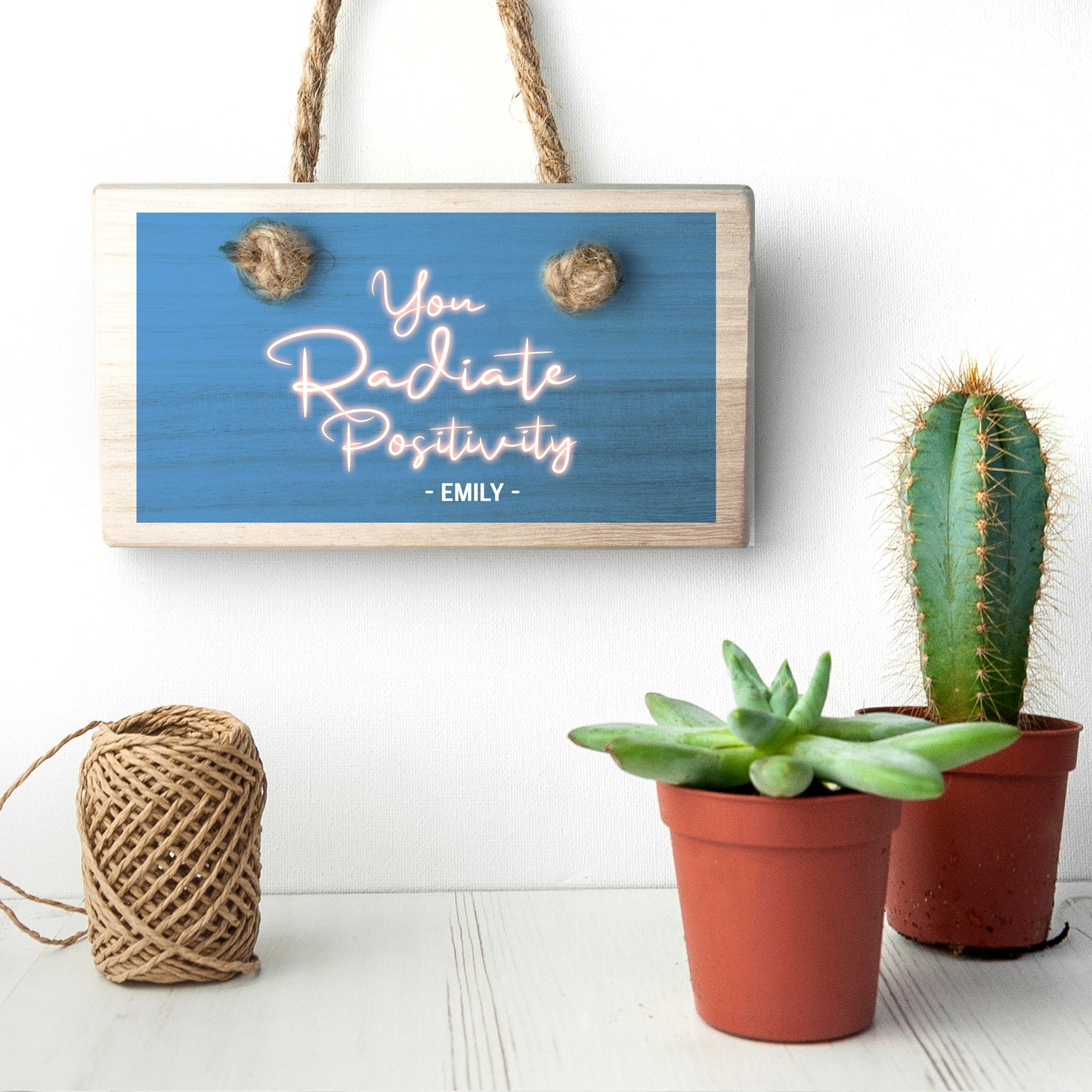 Radiate Positivity Wooden Hanging Sign