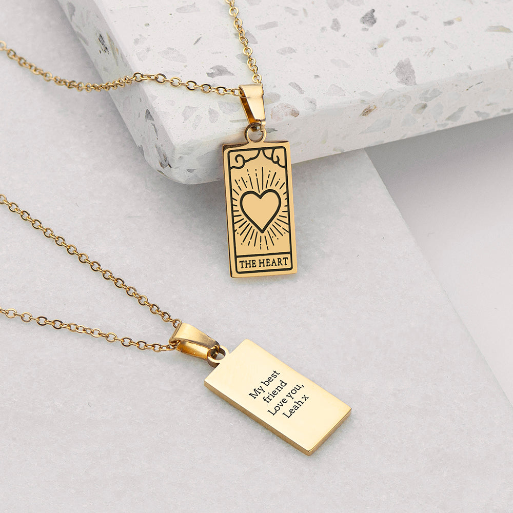 Personalised Heart Tarot Card Necklace