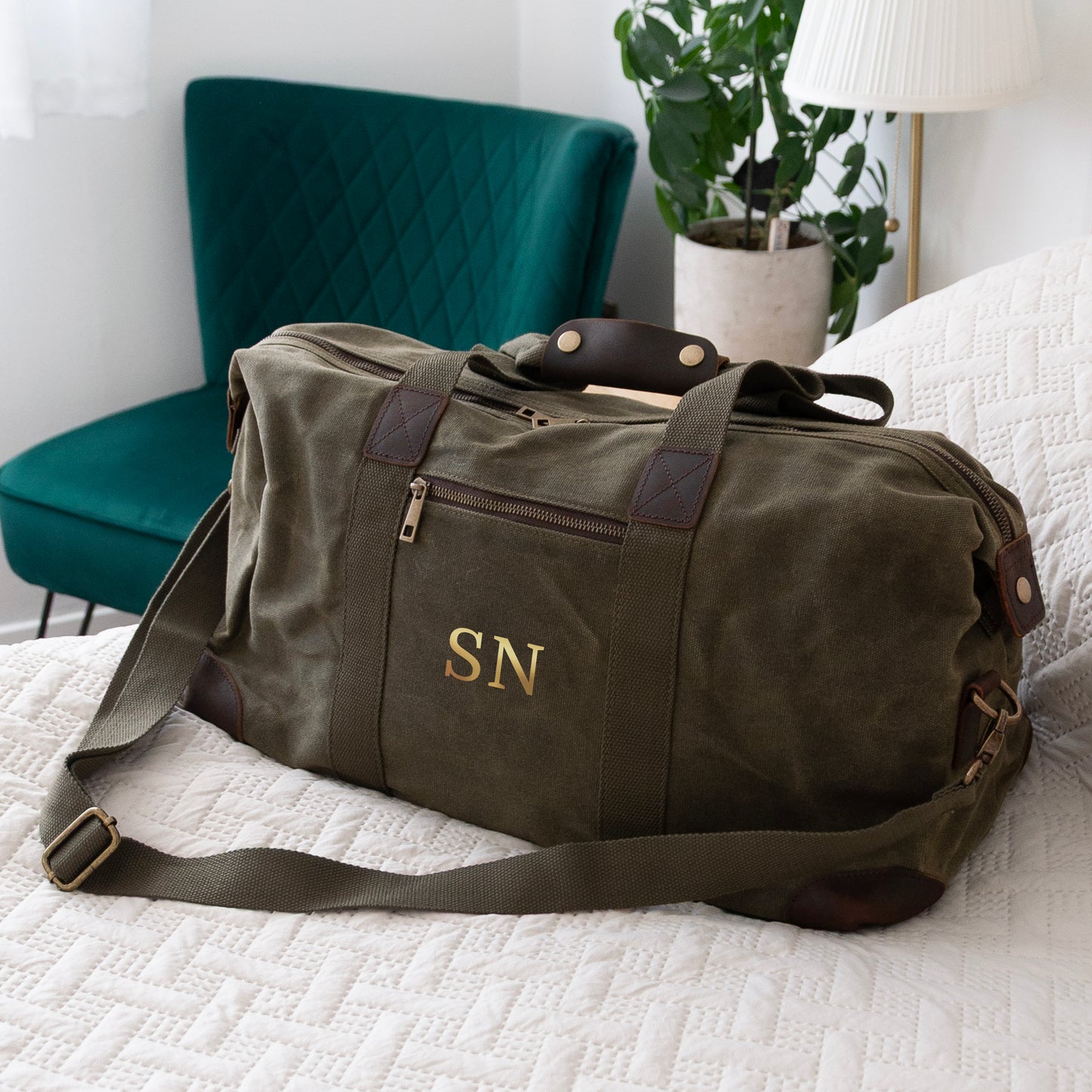 Monogrammed Luxury Waxed Canvas Holdall