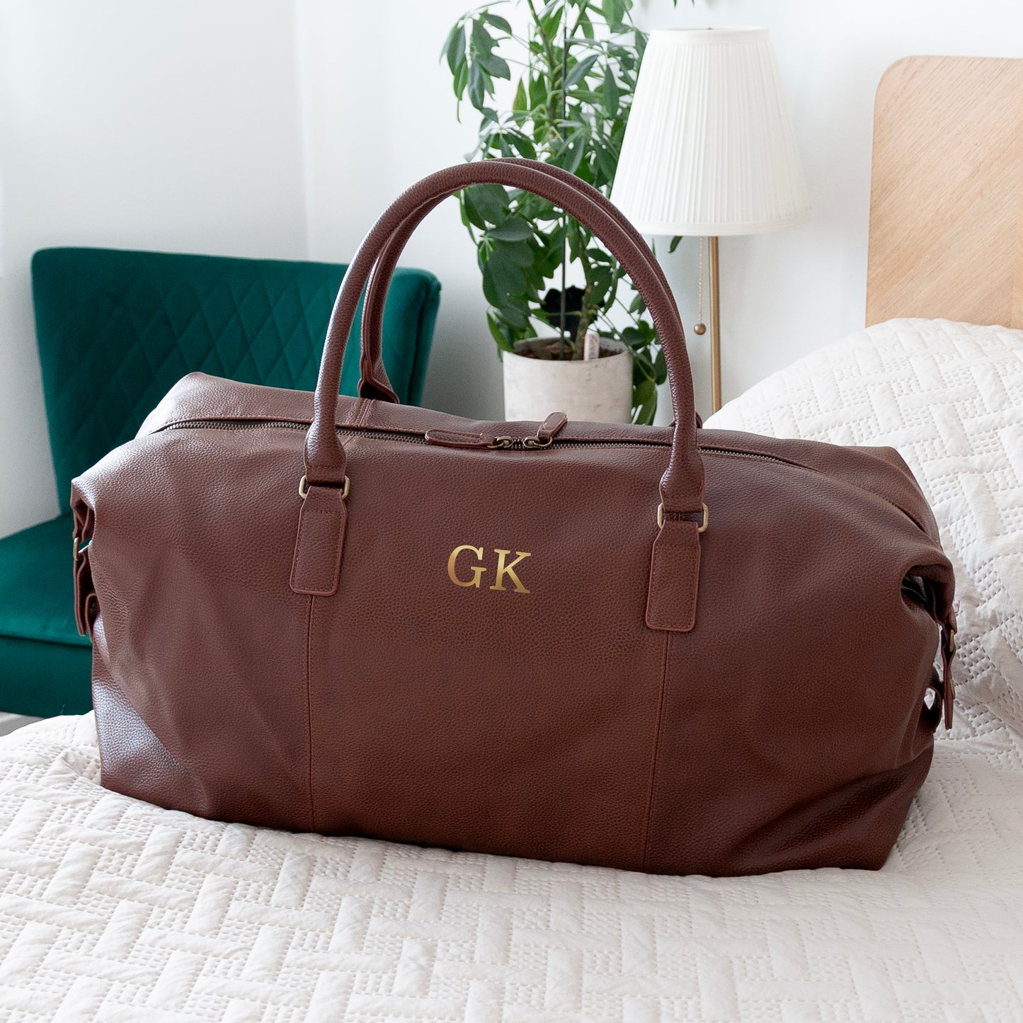 Monogrammed Vegan Leather Weekender Holdall