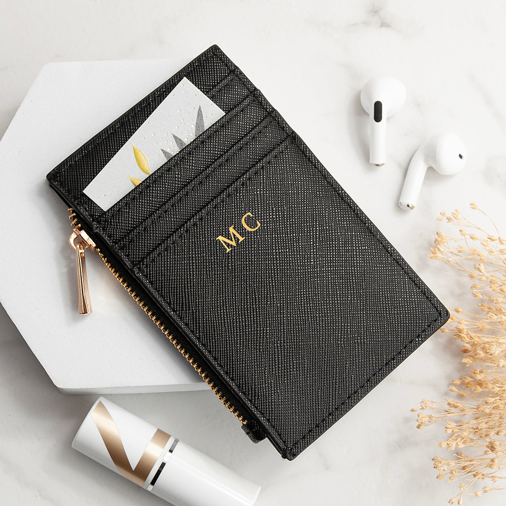 Monogrammed Sleek Vegan Leather Cardholder