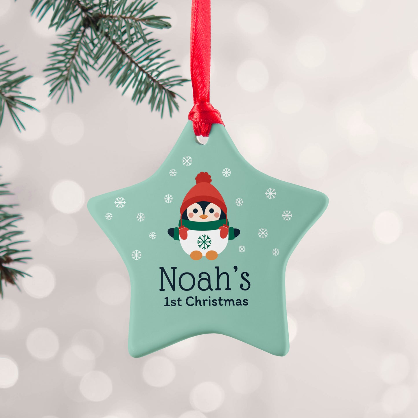 Personalised Baby Penguin 1st Christmas Decoration