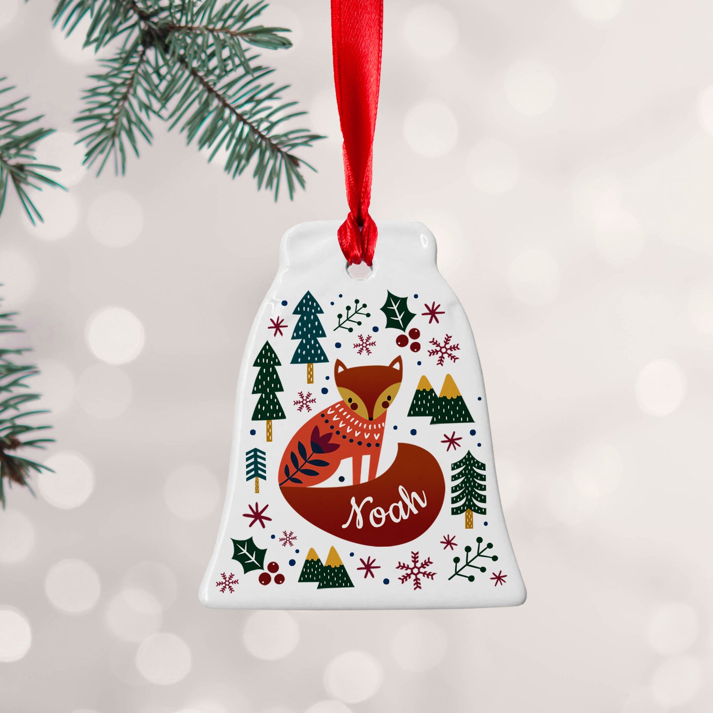 Personalised Scandi Fox Christmas Decoration