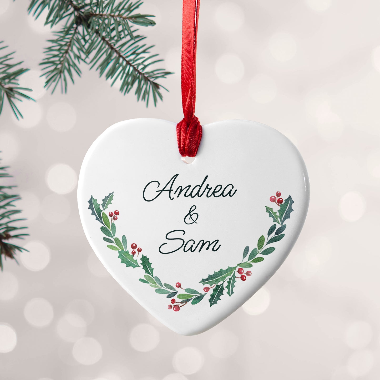 Personalised Couples Wreath Christmas Decoration