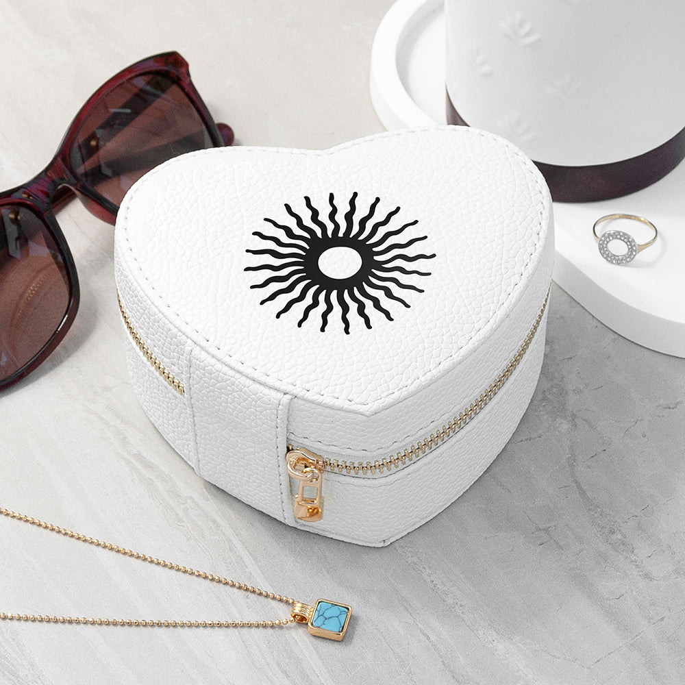 Customisable Sun White Heart Jewellery Case