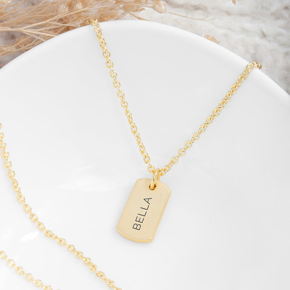 Personalised Gold Name Tag Necklace