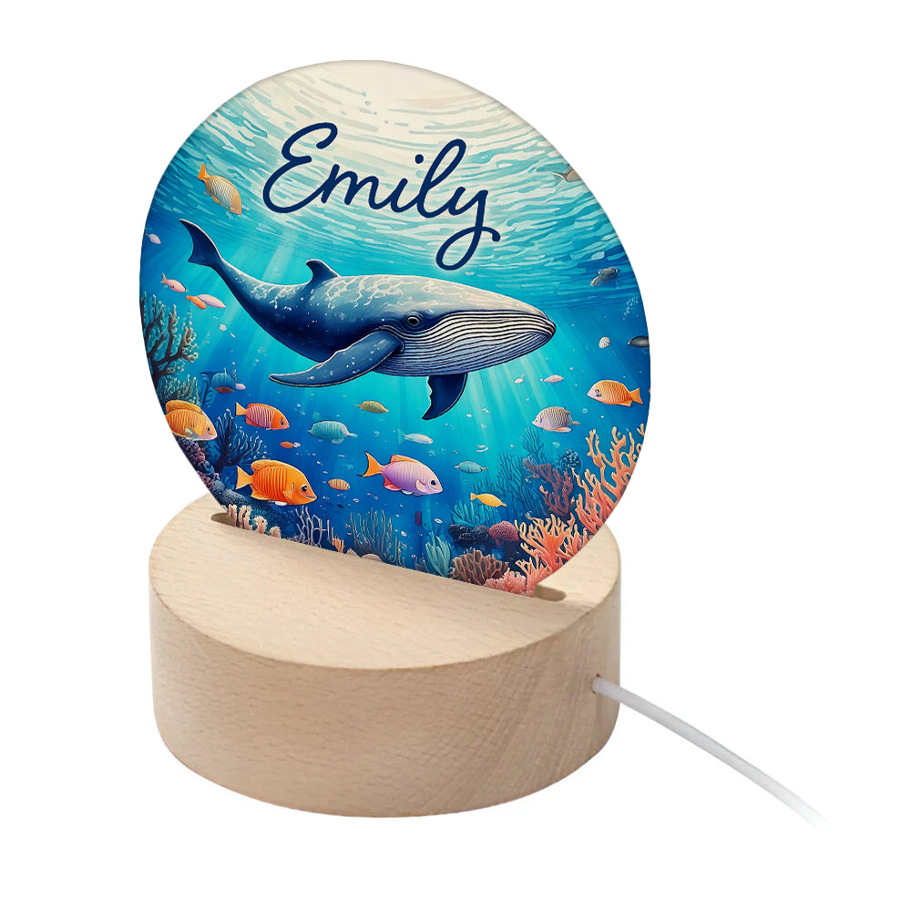 Personalised Kid's Ocean Whale LED Night Light