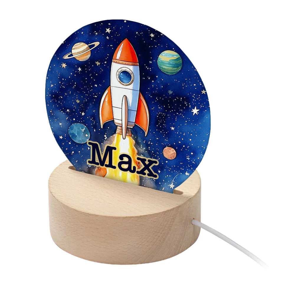Personalised Kid's Rocket Ship LED Night Light