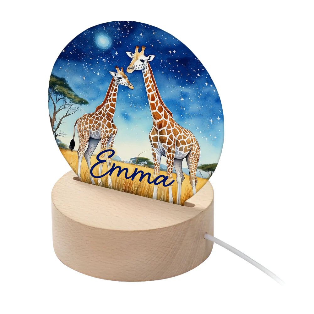 Personalised Kid's Safari Giraffes LED Night Light