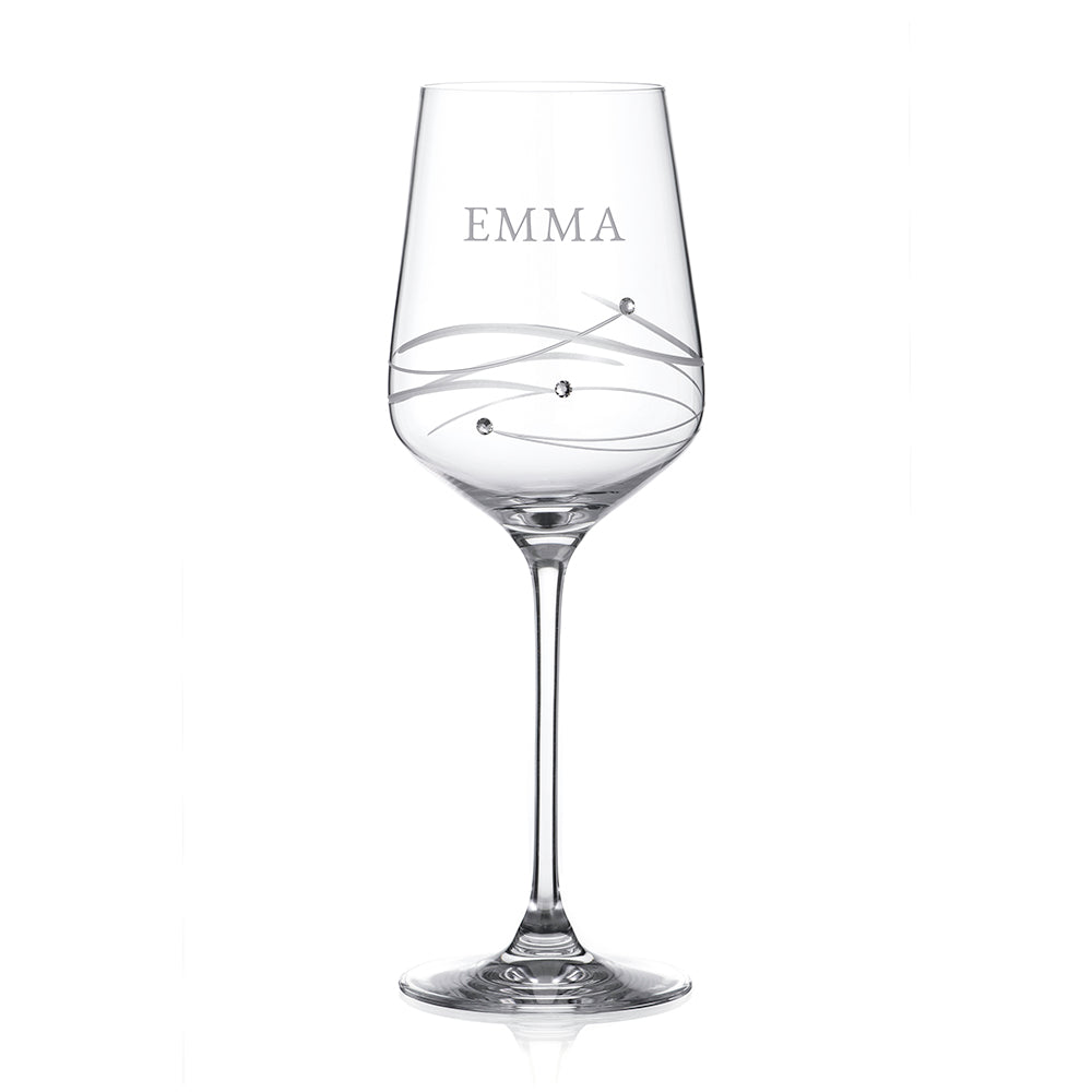 Personalised Spiral Wine Glass with Swarovski Crystals