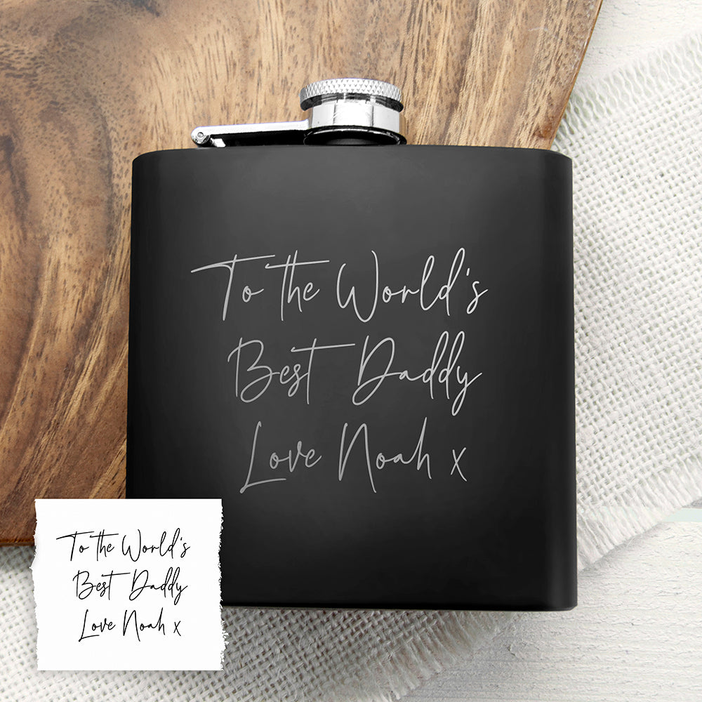 Personalised Handwriting Black Hip Flask