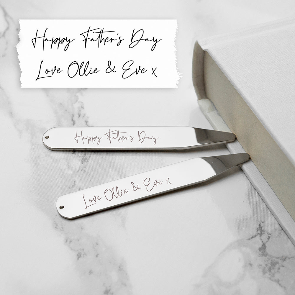Personalised Handwriting Collar Stiffeners - Silver