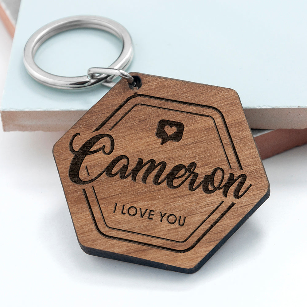 Personalised I Love You Engraved Keyring