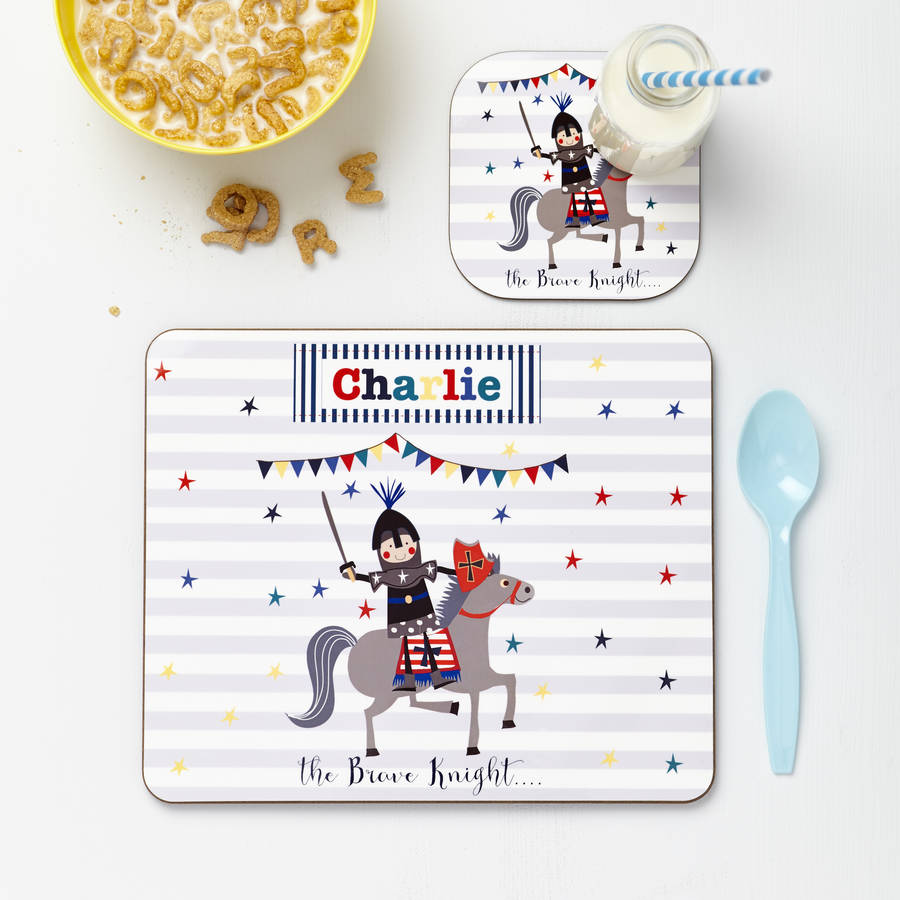 Personalised Kid's Brave Knight Placemat Set