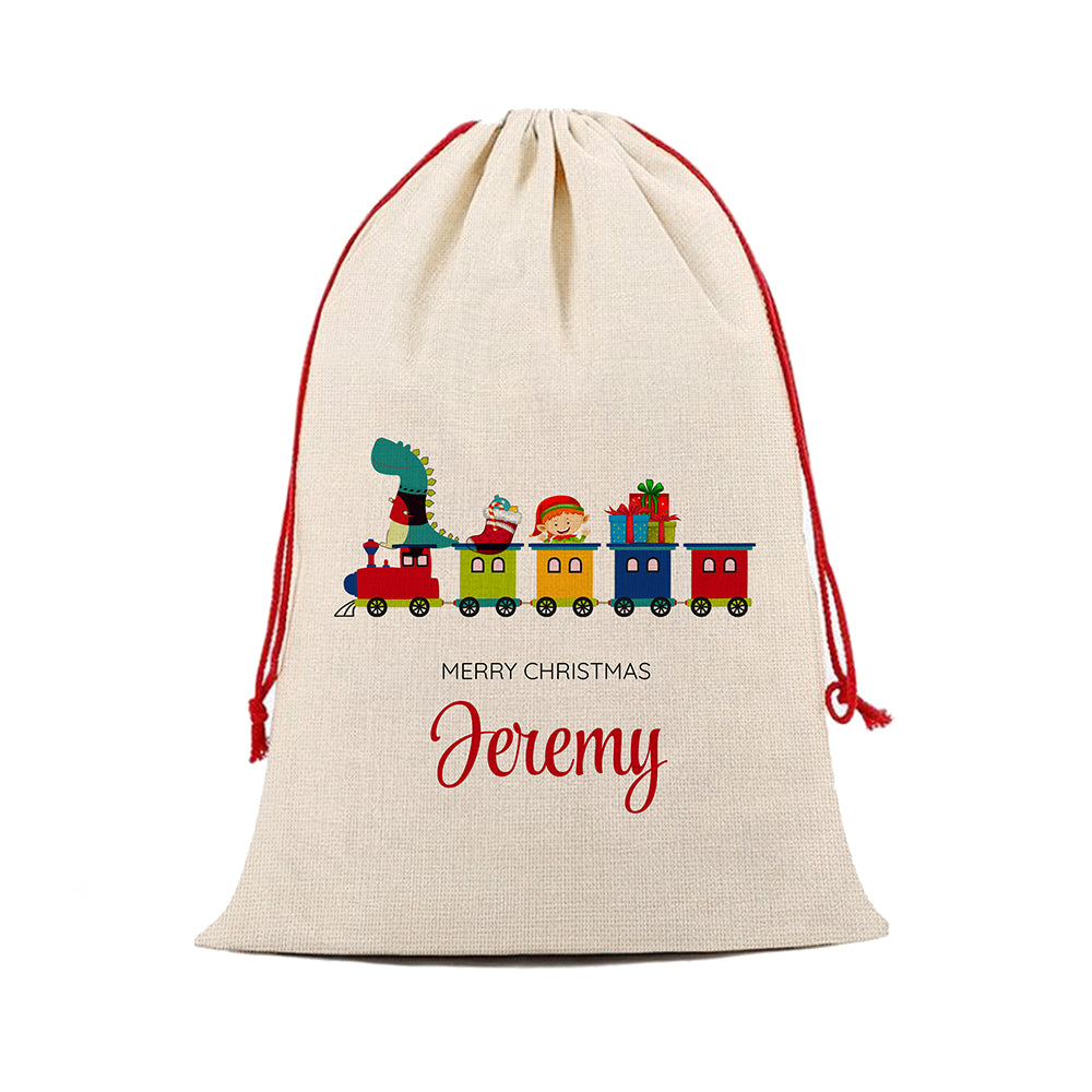 Personalised Kid's Christmas Train Christmas Sack