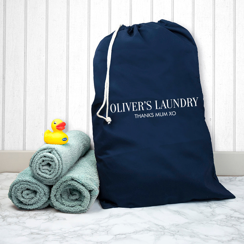 Personalised Large Navy Laundry Bag