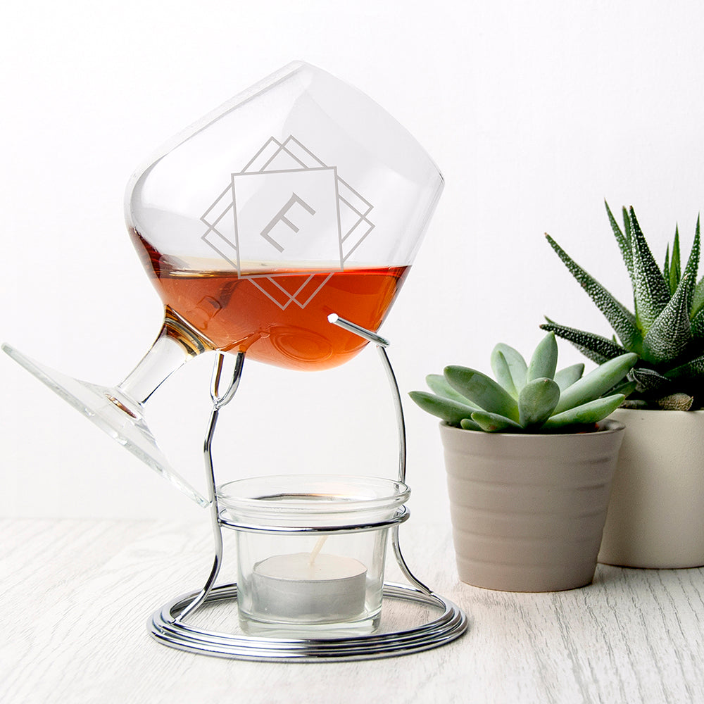 Personalised Luxury Monogram Brandy Warmer Set