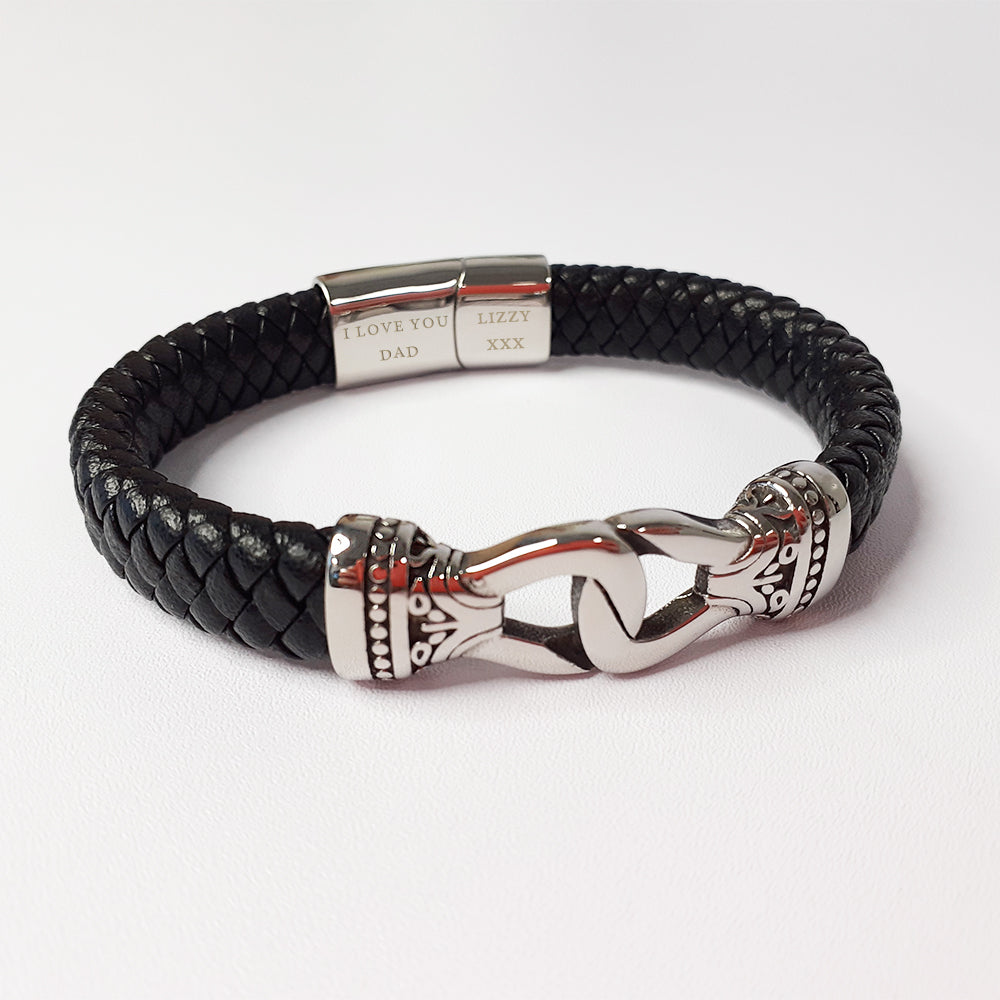 Personalised Men's Buckle Clasp Leather Bracelet