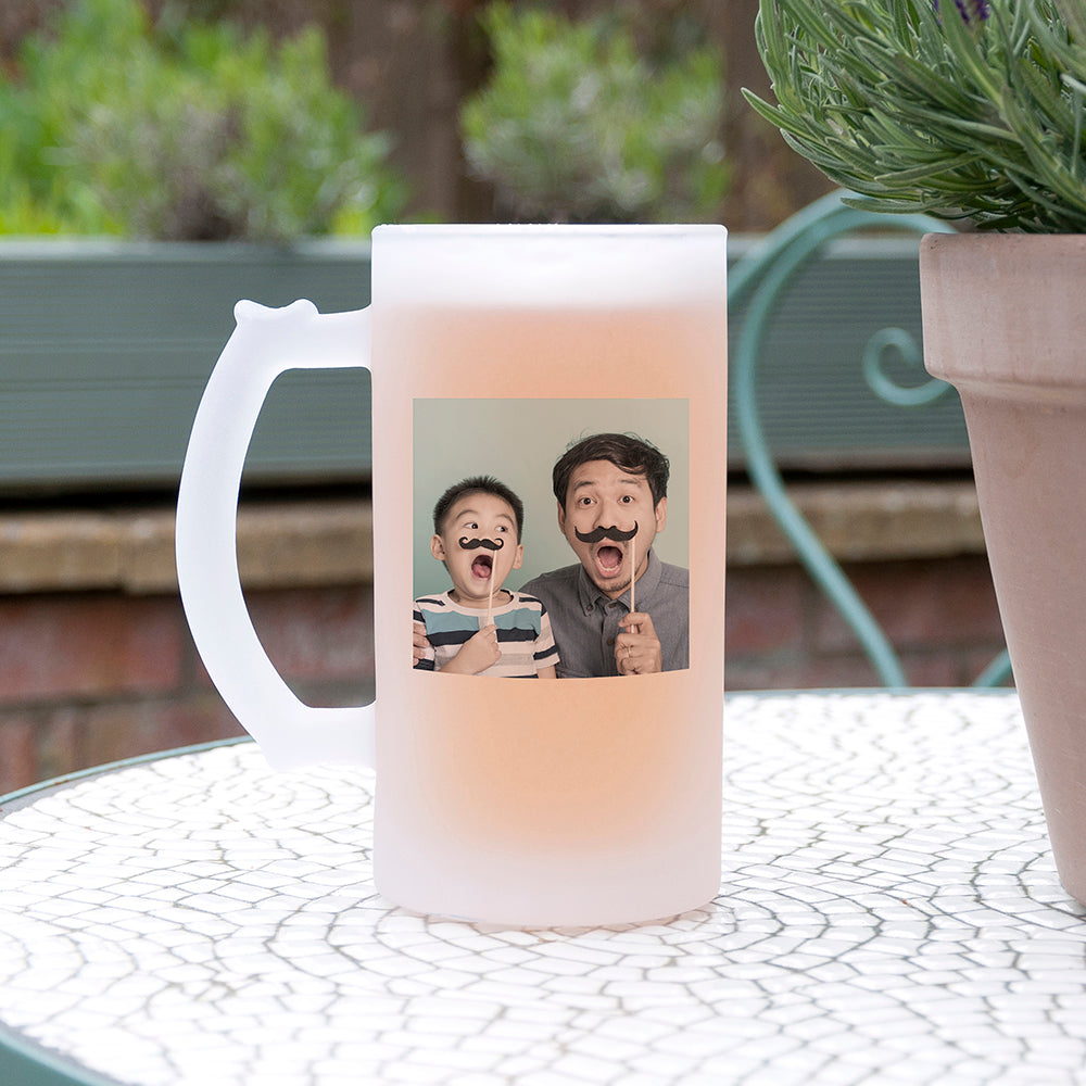 Personalised Photo and Message Frosted Beer Stein
