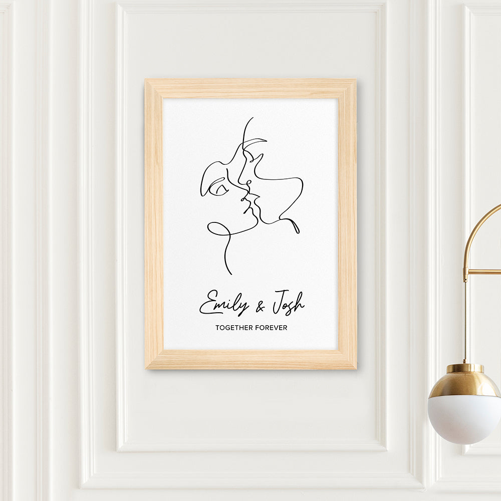 Personalised Romantic Line Art Loving Couple Print