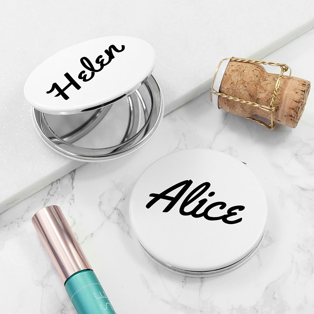 Personalised Round Compact Mirror
