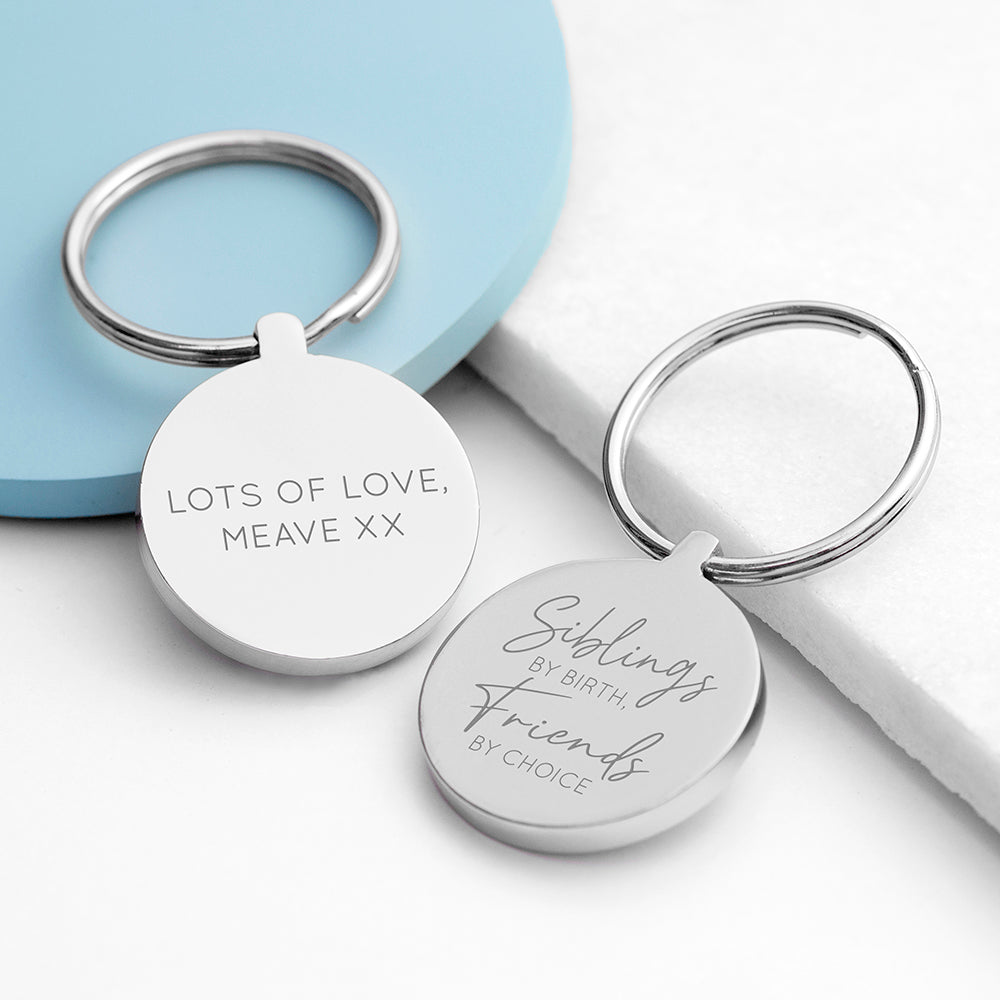 Personalised Siblings Round Keyring