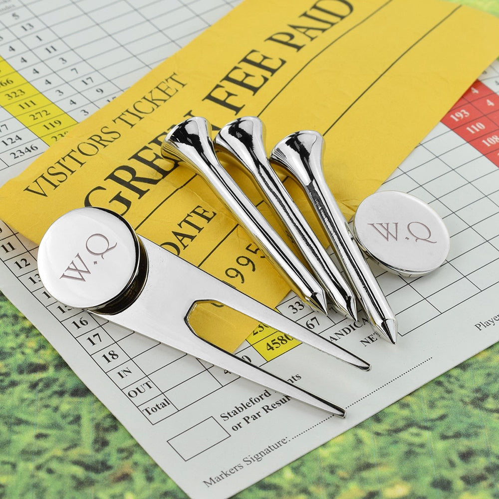 Personalised Silver Plated Golf Tee Gift Set