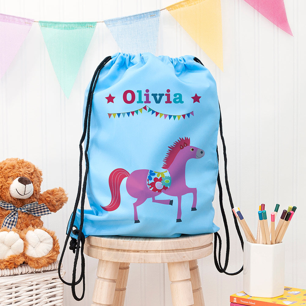 Personalised Sky Blue Circus Waterproof Swim Bag