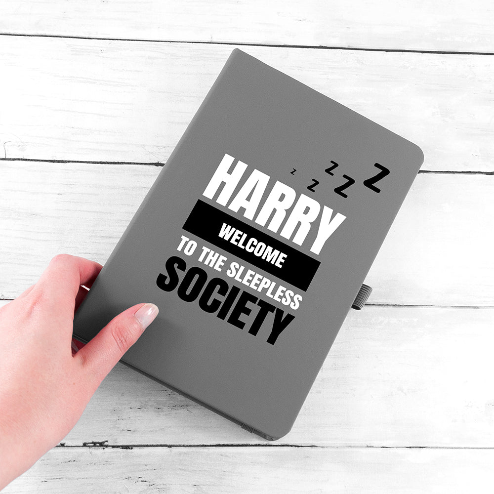 Personalised Sleepless Society A5 Notebook