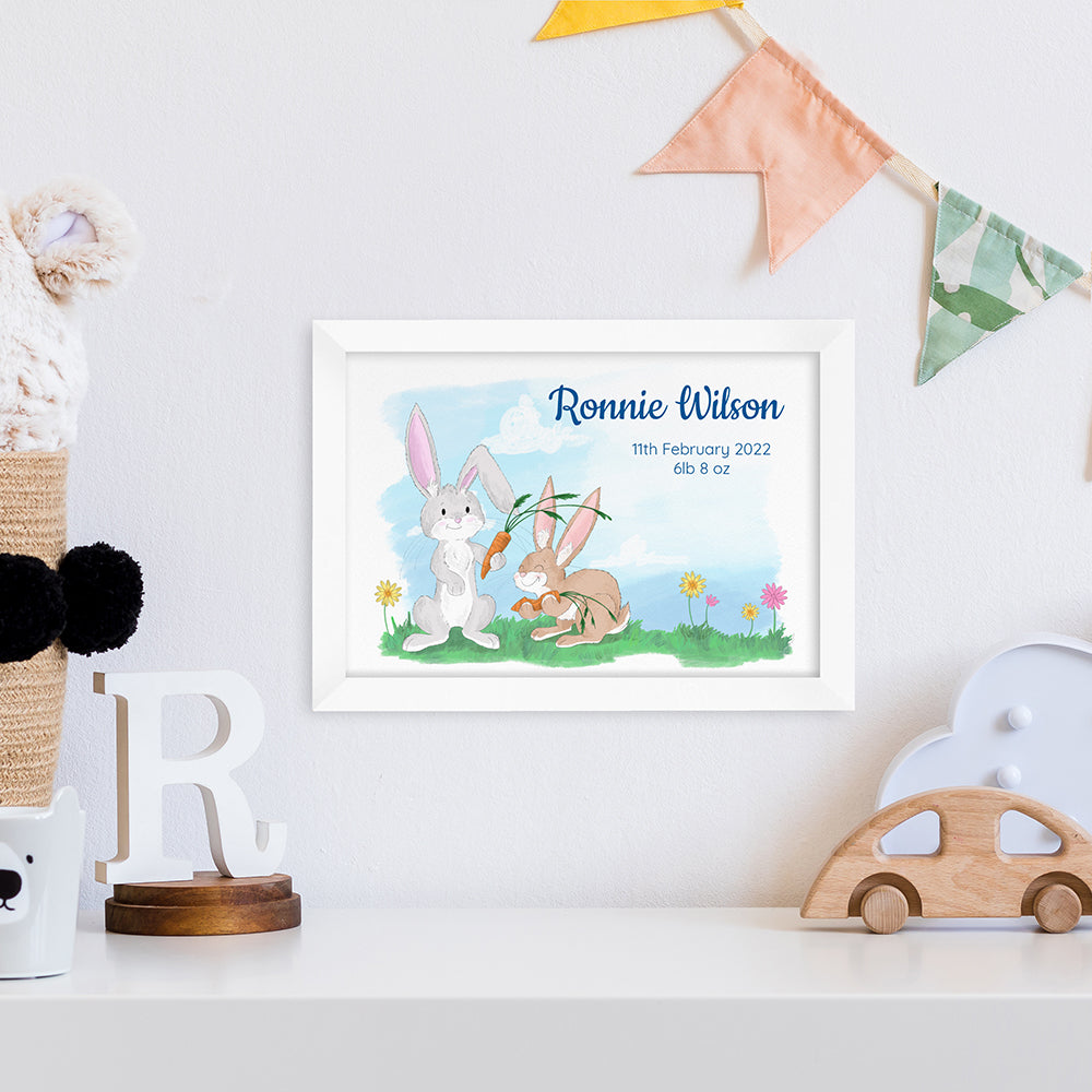 Personalised Spring Bunny Framed Print