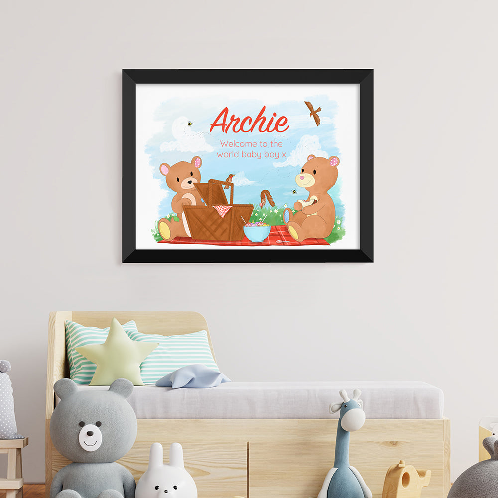 Personalised Teddy Bear Picnic Framed Print