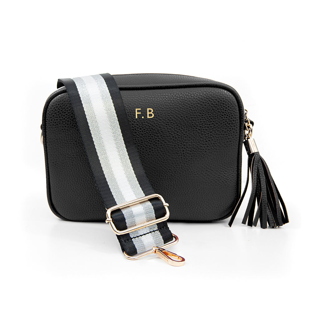 Personalised Vegan Leather Crossbody Bag in Black