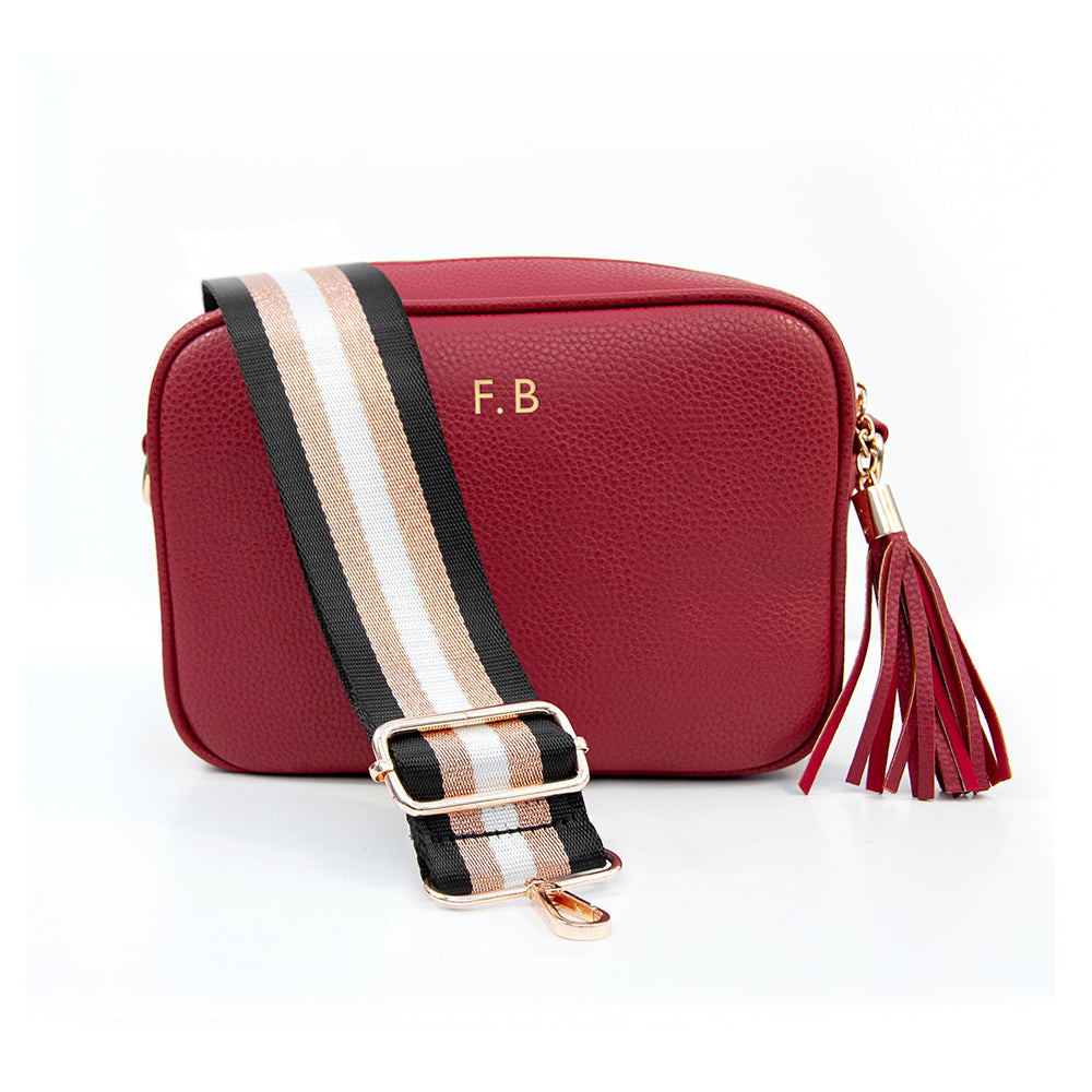 Personalised Vegan Leather Crossbody Bag in Red