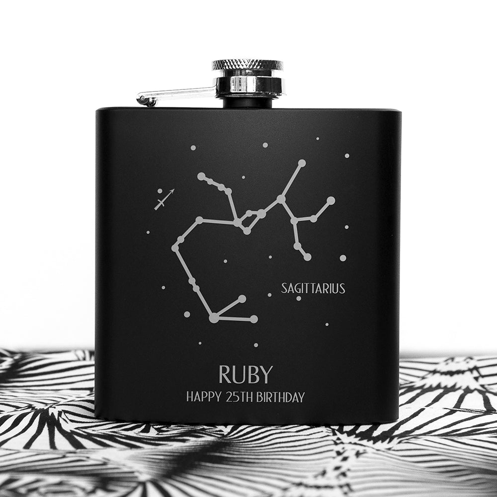 Star Constellation Matte Black Hip Flask