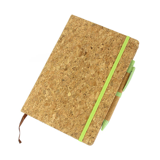 A5 Cork Lime Green Notebook and Pen