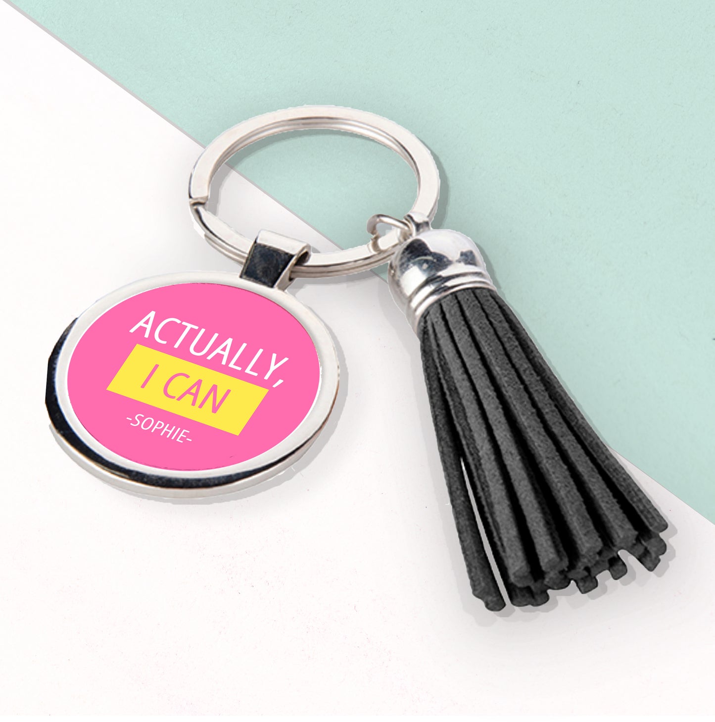 Actually I Can Tassle Keyring