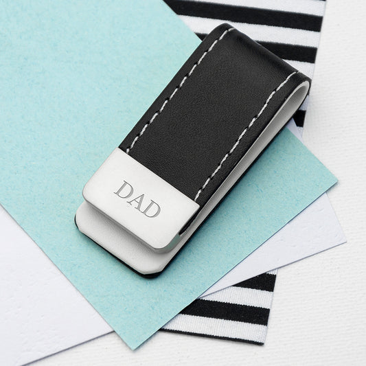 Black Leather Money Clip