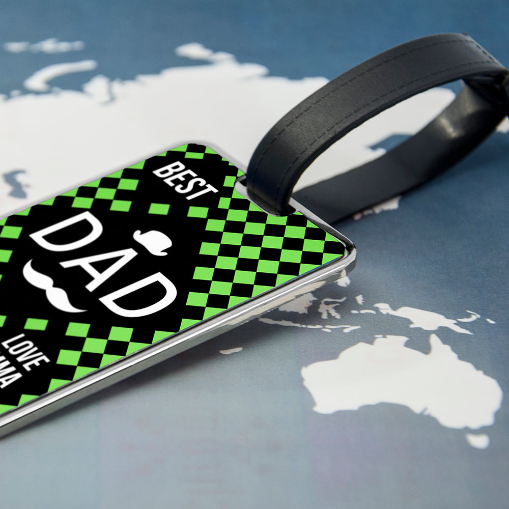 Chequered World's Best Dad Luggage Tag