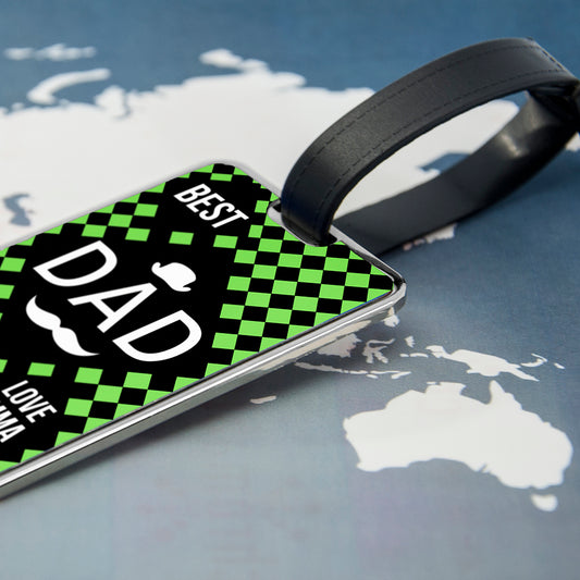Chequered World's Best Dad Luggage Tag