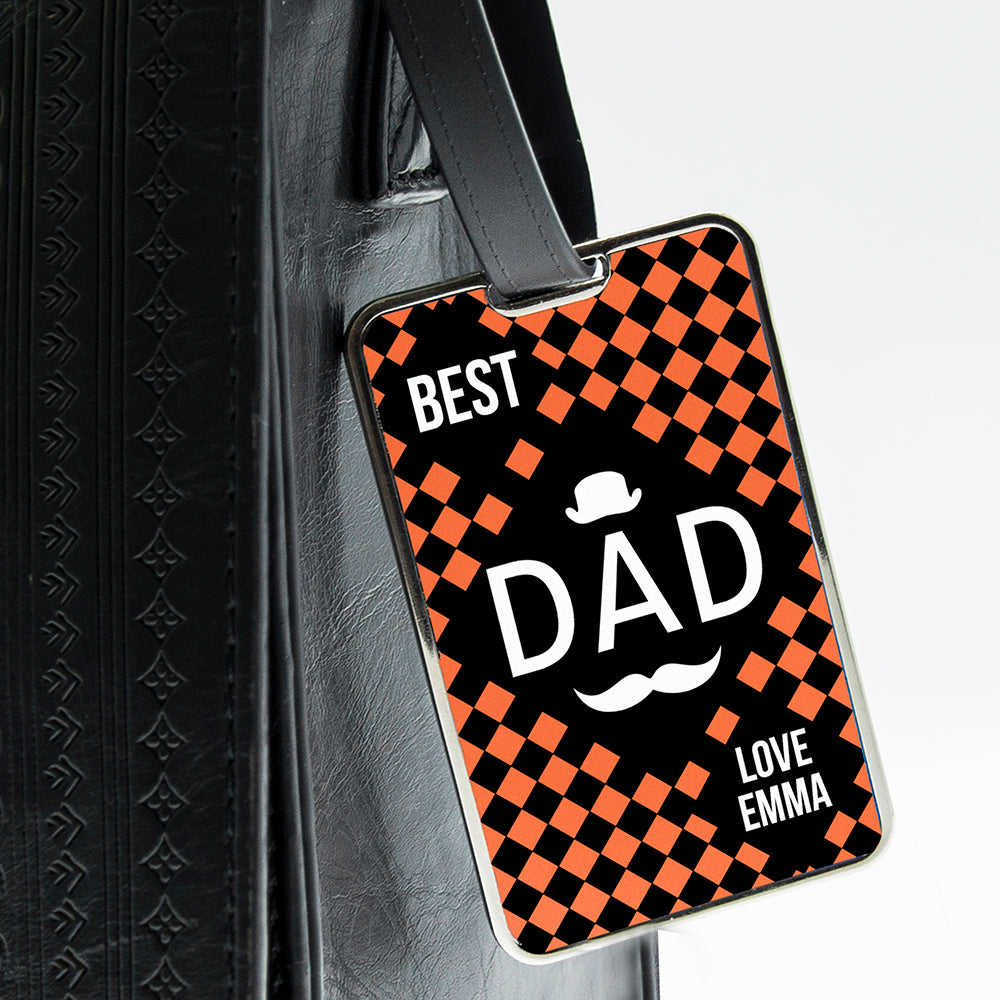 Chequered World's Best Dad Luggage Tag