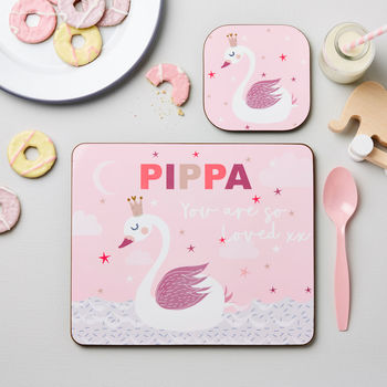 Personalised Kid's Swan Placemat Set