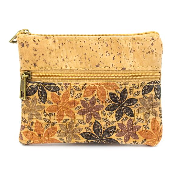 Colour Flower Motif Cork Leather Wallet