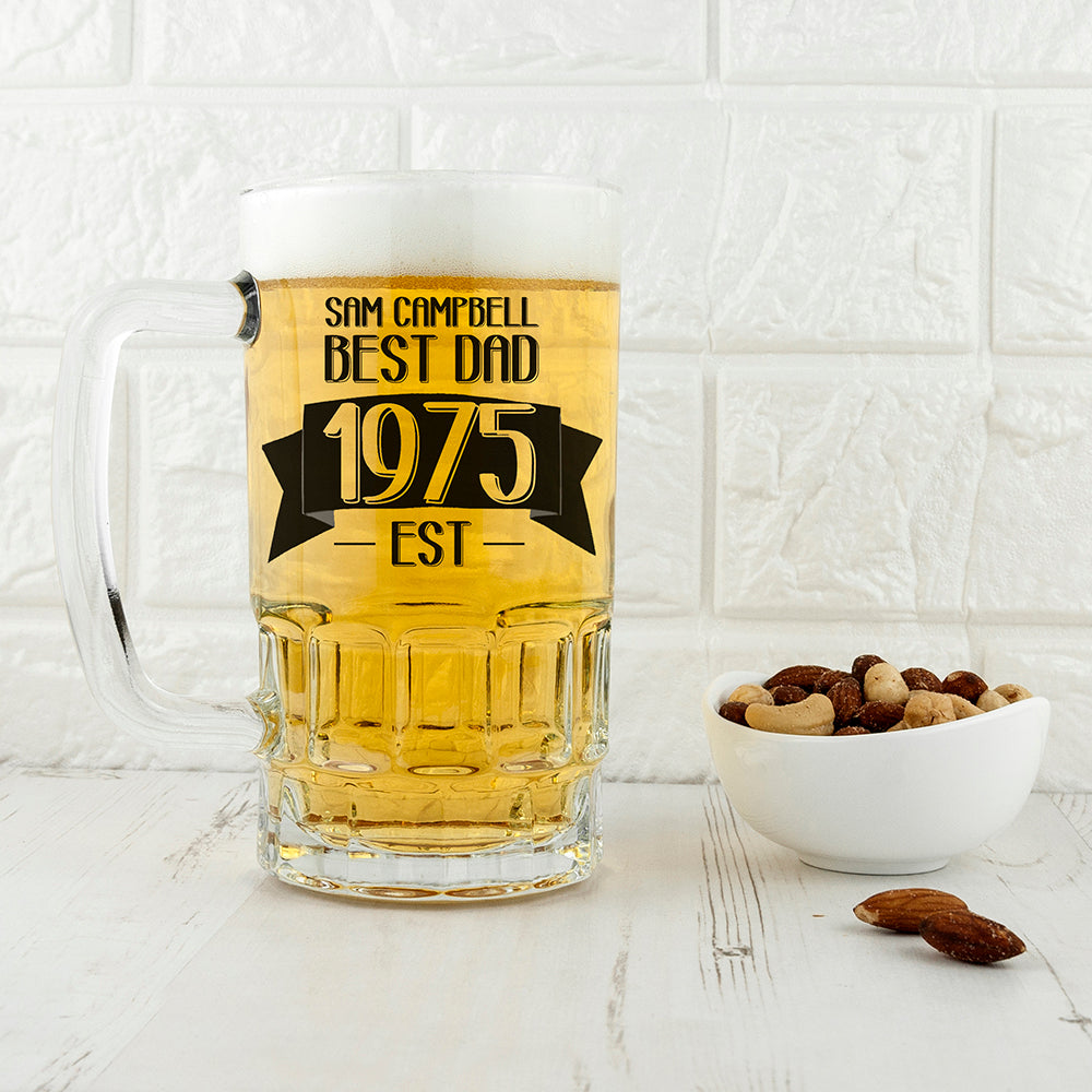 Dad Established In Beer Glass Tankard