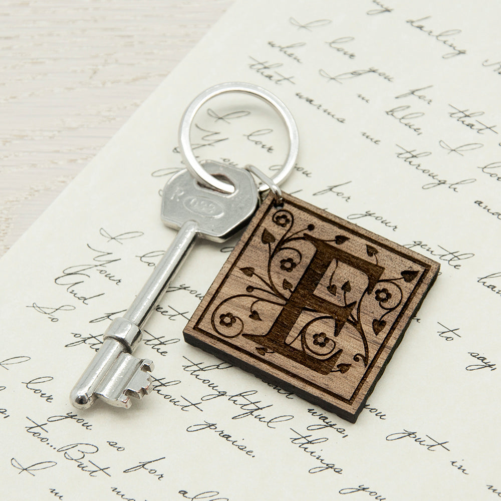 Decorative Initial Wooden Keyring